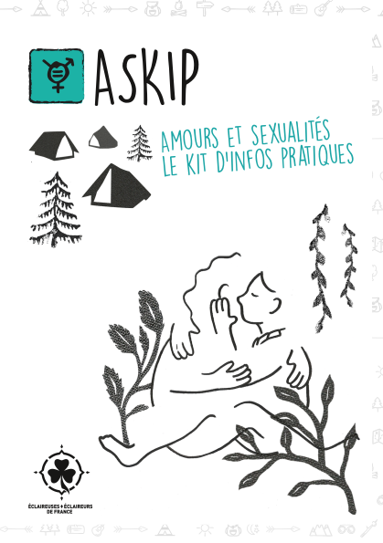 La couverture du livret ASKIP, qui représente deux personnes enlacées avec des végétaux et des tentes alentours.
